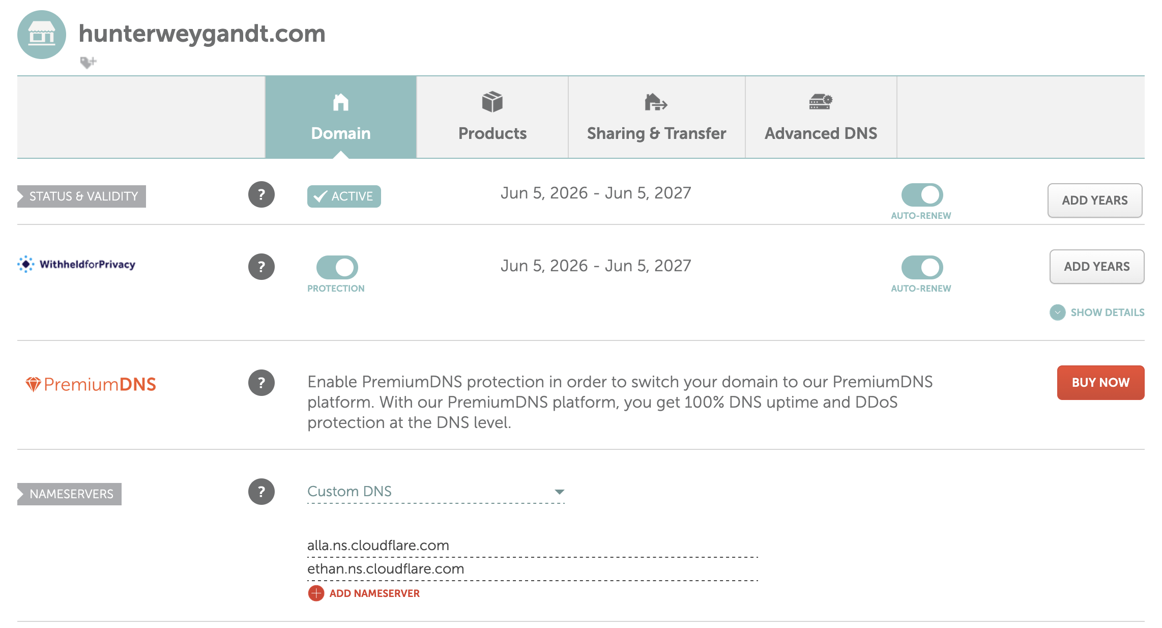 Cloudflare nameserver settings