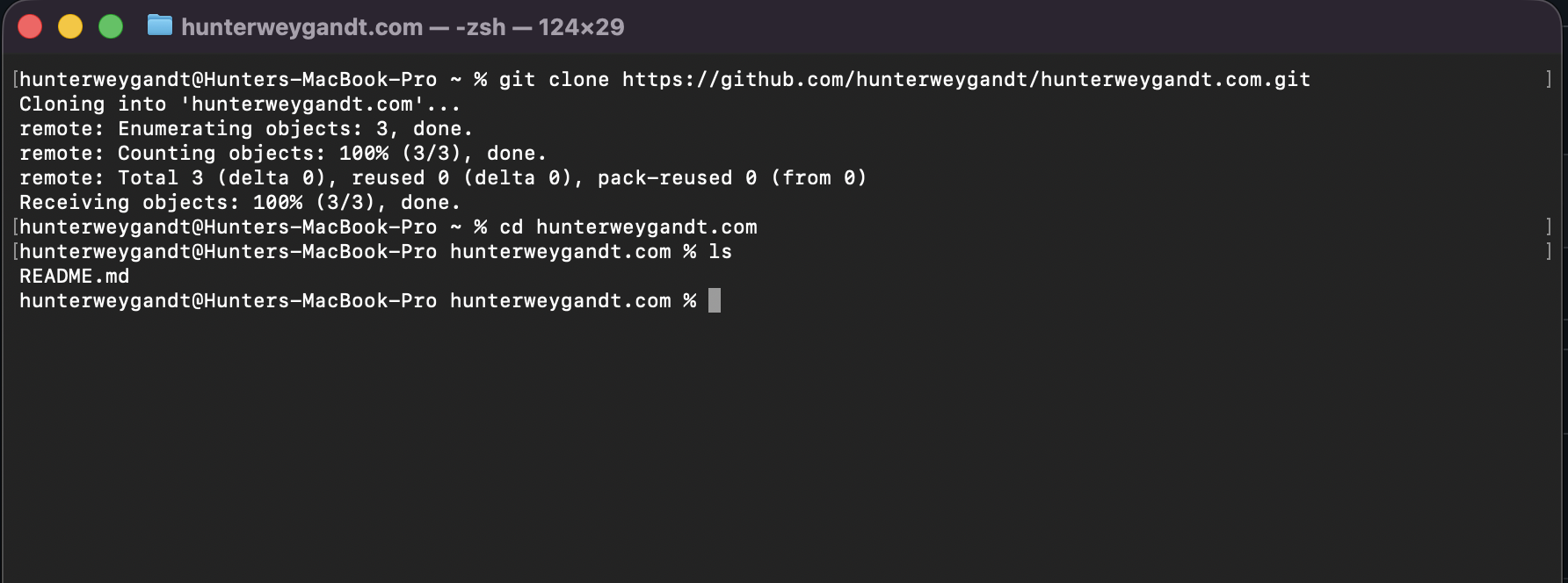 Screenshot of the git clone command in the terminal