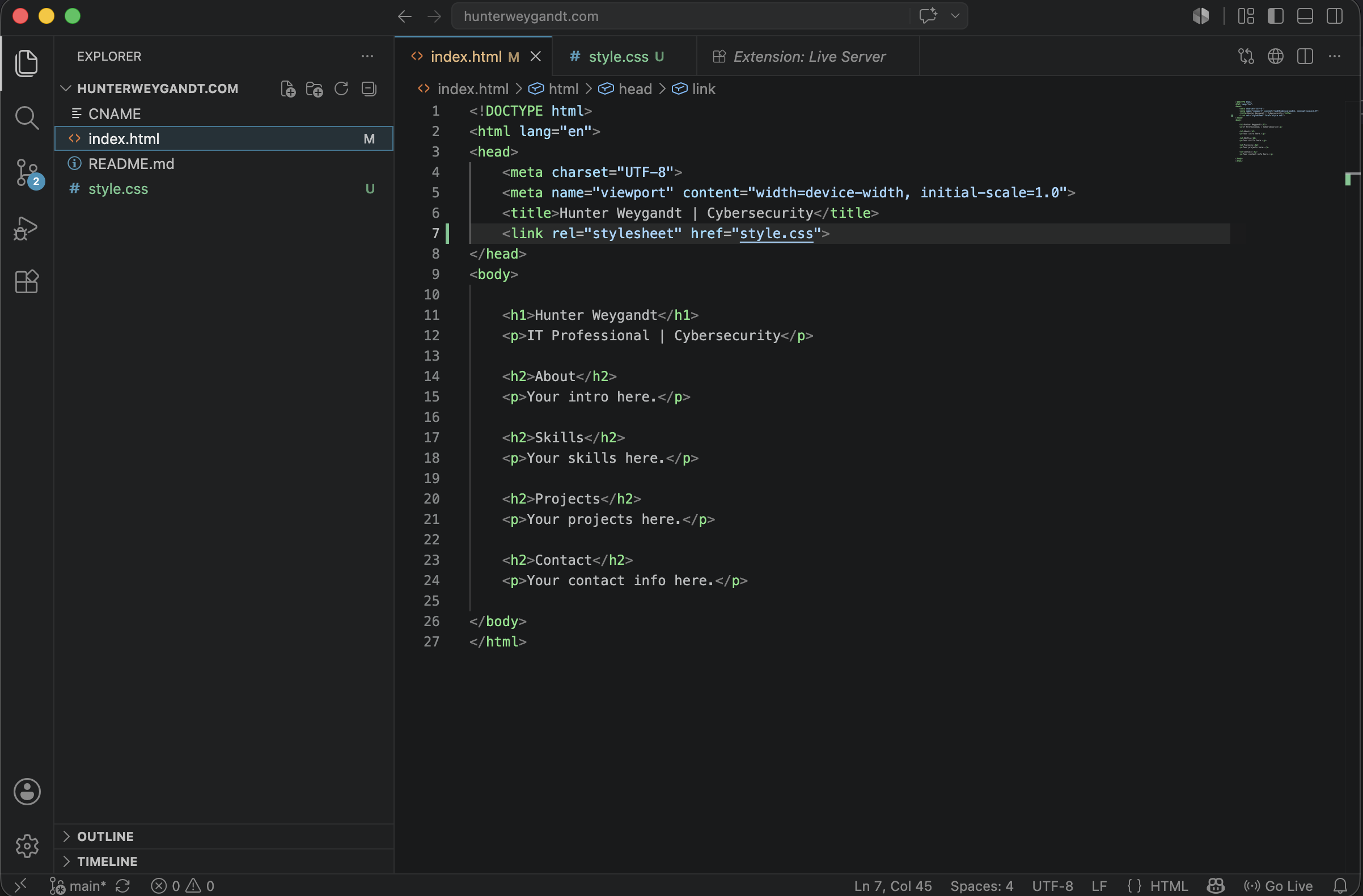 Screenshot of VS Code opened to the cloned repository